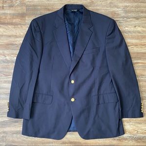 Jos. A. Bank Mens Blazer Navy Blue Silk Wool 2 Button Suit Jacket Sport Coat 46R